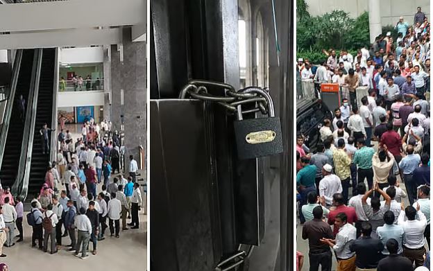 সচিবালয়ে বিক্ষোভ, এনবিআরের কার্যক্রম স্থবির, নগর ভবনের প্রধান ফটকে তালা